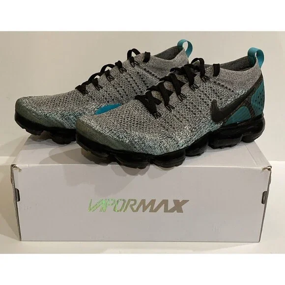 Nike Air VaporMax Flyknit 2 Mens 11.5 Black Dusty Cactus Hyper Jade Sneaker - Picture 1 of 16